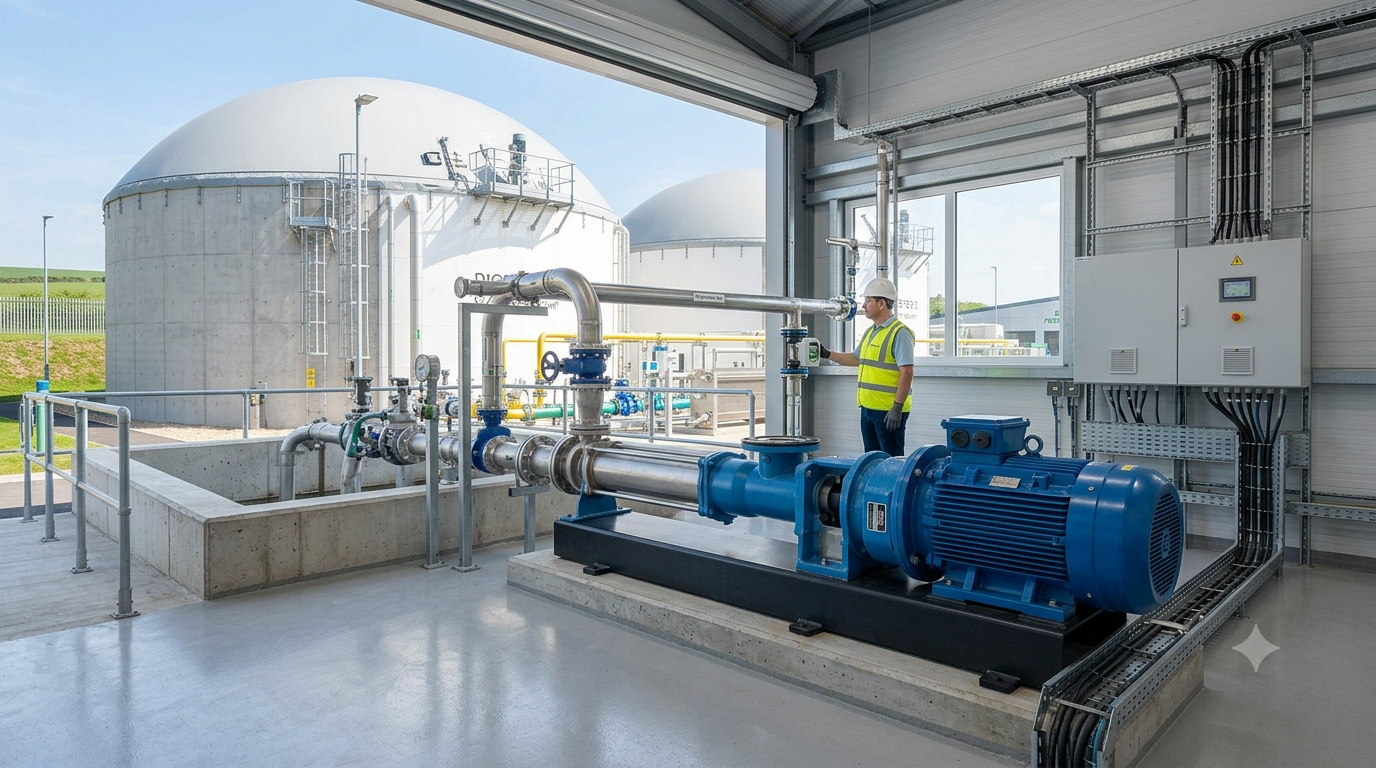 Biogas pumps and feed systems