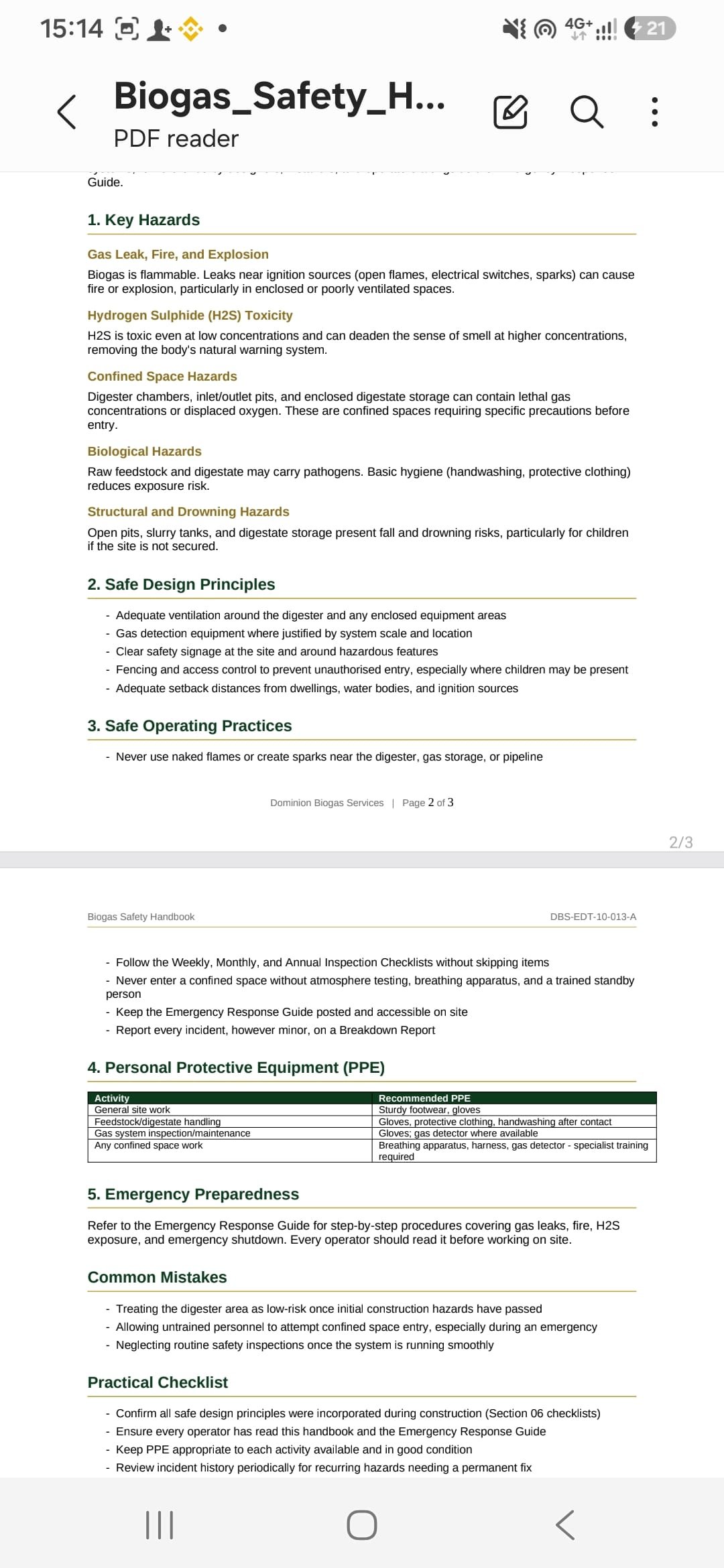 Construction and operations documents screenshot